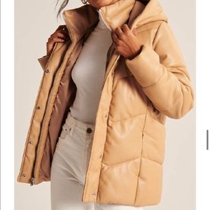 NEW Abercrombie vegan leather mid length puffer ✨